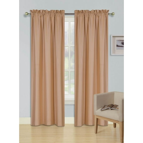 2 Panels Gold Solid Blackout Thermal Rod Pocket Foam Lined Window Curtain Drape R64 95 Length