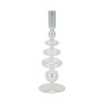 thumbnail image 6 of Decorative Glass Candle Holder for Taper Candles - Modern Candlestick Holder with Disc and Sphere Design for Table Decor - Pair with Gold Centerpieces for Tables and Living Room Display - 11", Clear, 6 of 12