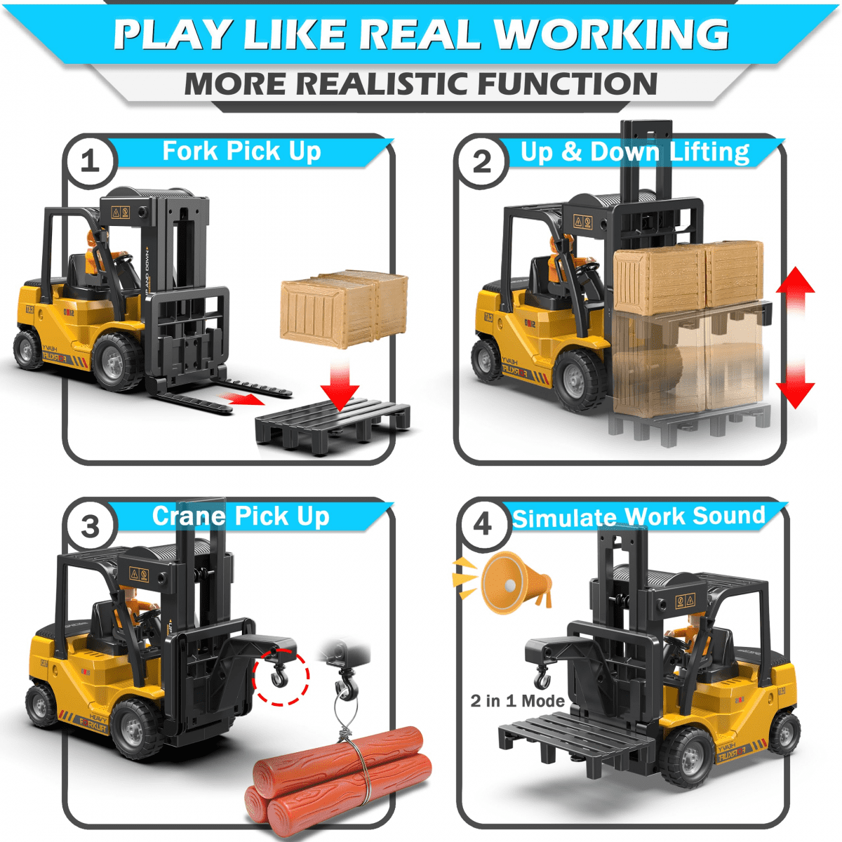 RC Forklift Truck RC Construction Vehicles with Spray & Light, Mini Forklift Toys for Kids Ages 6+