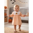 thumbnail image 6 of BemeyourBBs Toddler Baby Girls Halloween Dress Outfit Infant Baby Girl Summer Fall Plaid Gingham Dress Pumpkin Ghost Embroidered Crew Neck Puff Long Sleeve Holiday Party Dress, 6 of 9