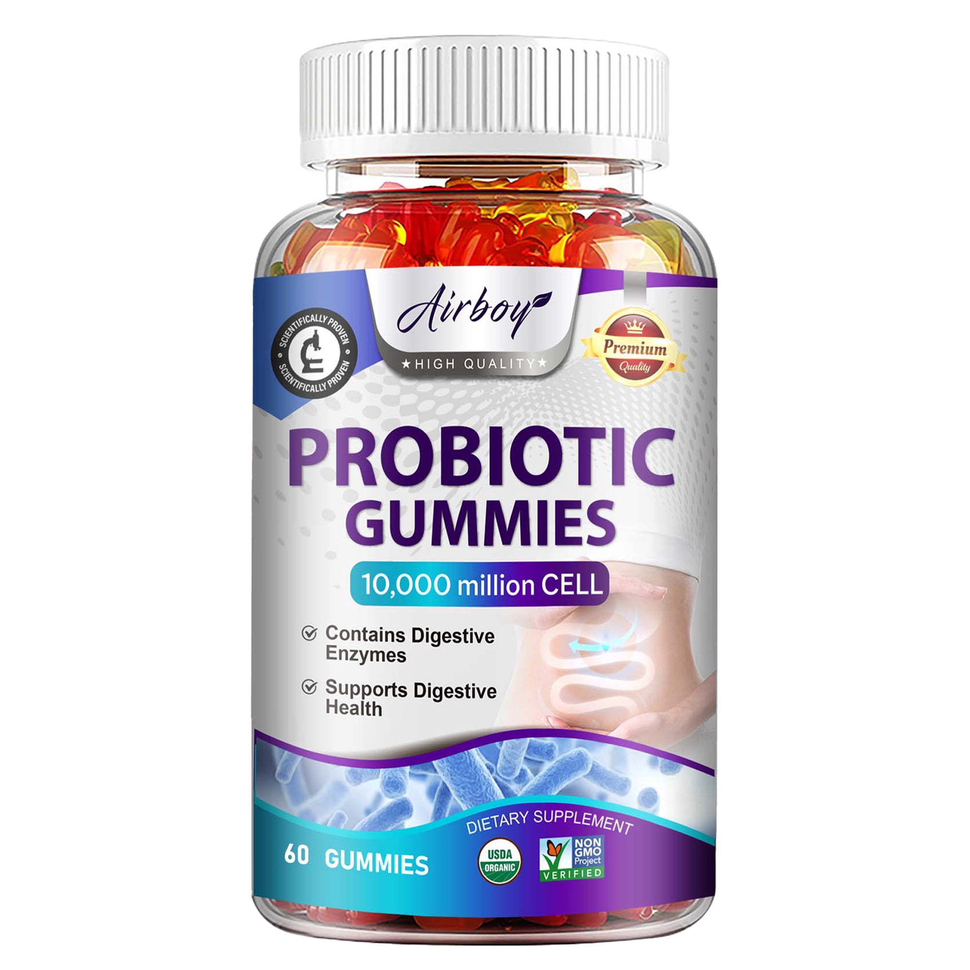 Probiotics Gummies - Immune System, Cleanse & Detox, Digestive and Gut Health - for Women & Men - 60 Gummies