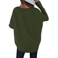 thumbnail image 5 of Fangasis Women Pullover Knitted Jumper Top Long Sleeve Knit Tops Ladies Loose Tunic Blouse Knitwear Holiday Green S, 5 of 6