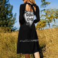 thumbnail image 2 of Robe Évasée Nœud Cœur Dead End Design Mode Grande Taille Robe Ample Faucheuse Faucheuse Squelette Bs Panneau de Route, 2 of 4