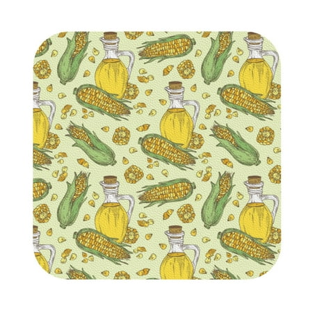 

Salouo Corn And Corn Oil Print Round Coaster Drink Coasters Leather Bar Beer Beverage Coasters for Drinks Set of 4 for Tabletop Protection Coffee Table Decor