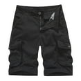 thumbnail image 2 of Zylanna Men's Shorts Cargo Pants, Solid Color Outdoor Workwear Straight Button Multi-Pockets Loose Relax Fit Sports Cargo Shorts for Men Black Size L, 2 of 3