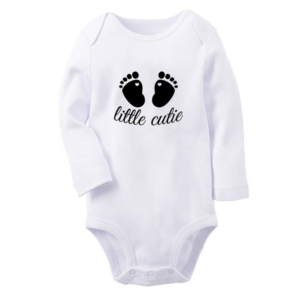 Little Cutie Funny Rompers, Newborn Baby Unisex Bodysuits, Infant Jumpsuits, Toddler 0-12 Months Kids Long Sleeves Oufits (White, 6-12 Months)