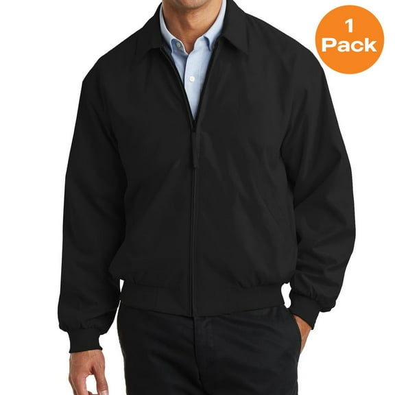 Port Authority J730 Casual Microfiber Jacket, Black/Solid Pewter Lining, S, Mens Coats and Jackets