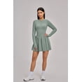 thumbnail image 2 of PISONIC Women Tennis Dress Long Sleeve Athletic Outfit with Built in Shorts Mini Golf Workout Dress with Pockets, 2 of 8