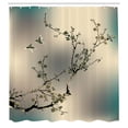 thumbnail image 2 of Ambesonne Nature Shower Curtain, Birds Cherry Branches Style, 69"Wx70"L, Laurel Green, 2 of 4