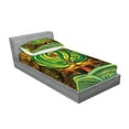thumbnail image 2 of Ambesonne Nature Fitted Sheet & Pillow Sham Set, Vivid Apple Tree Lines, Twin, Green Brown, 2 of 2