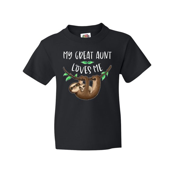 Inktastic My Great Aunt Loves Me Cute Sloth and Baby Youth T-Shirt