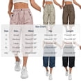 thumbnail image 3 of LEAVINGSUO Cargo Pants Women Solid Color Casual Straight Leg Stretch Waistband Pocket Workwear Capri Pants Khaki S, 3 of 7