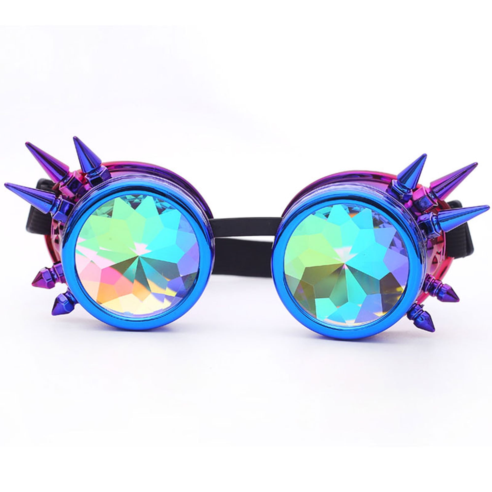 FOCUSSEXY Kaleidoscope Rainbow Goggles Steampunk Cosplay Adjustable Eyewear 