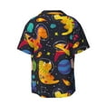 thumbnail image 2 of Wukai Dinosaurs in Space Men's Casual Short-Sleeve Button Down Shirt - Lightweight Summer Dress Shirt for Daily Wear-3X-Large, 2 of 7