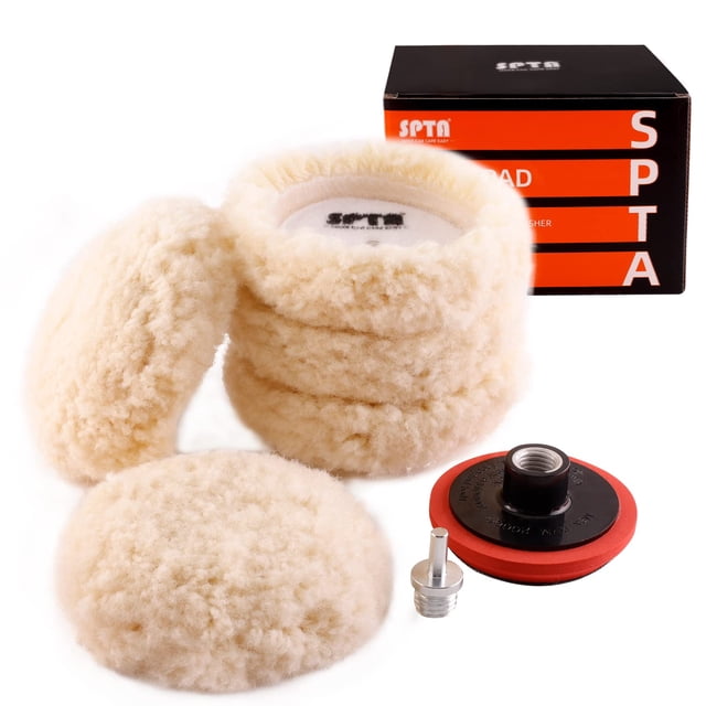 Almohadilla de pulido de lana SPTA de 3 pulgadas, 100% lana natural, 5 piezas con acceso