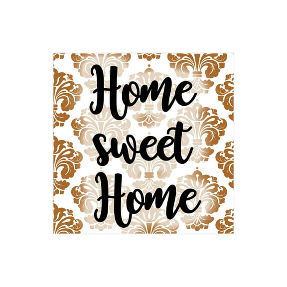 Home Sweet Home Nutmeg Damask 12 x 12 Wood Wall Sign Plaque