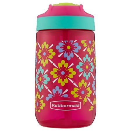 Rubbermaid 14 Ounce Tiki Flowers Designs Leak Proof Sip Kids Oars Graphic Water (Best Leak Proof Water Bottle For Kids)