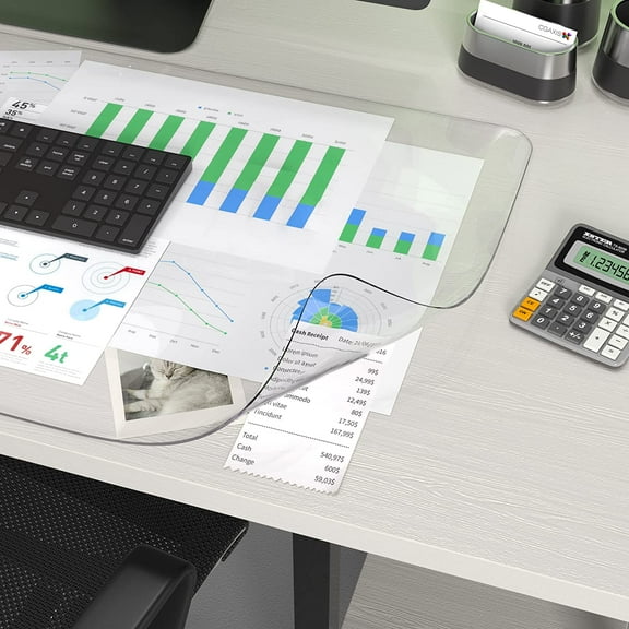 Clear Writing Desk Pad, 23.6’’x13.7” Heat Resistant Waterproof PVC Round Edge Durable Desk Protect Mat, Anti-Static Writing Mat Table Protector