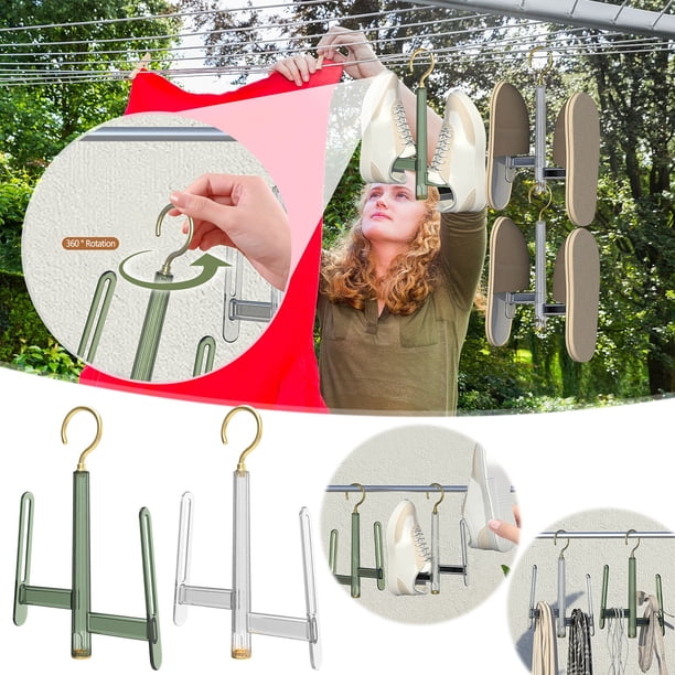 Fiudx Ofertas Flash Del Día Estante De Secado De Zapatos Colgante, Estante De Secado De Zapatos Para Balcón, Gancho A Prueba De Viento, Se Puede Apilar, Estante De Secado A Prueba De Viento