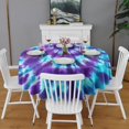 thumbnail image 2 of Purple Blue Tie Dye Spiral Pattern Round Tablecloth 60"x60",Wrinkle Wipeable Table Cloth for Kitchen Dining Room Picnic Patio Party, 2 of 6