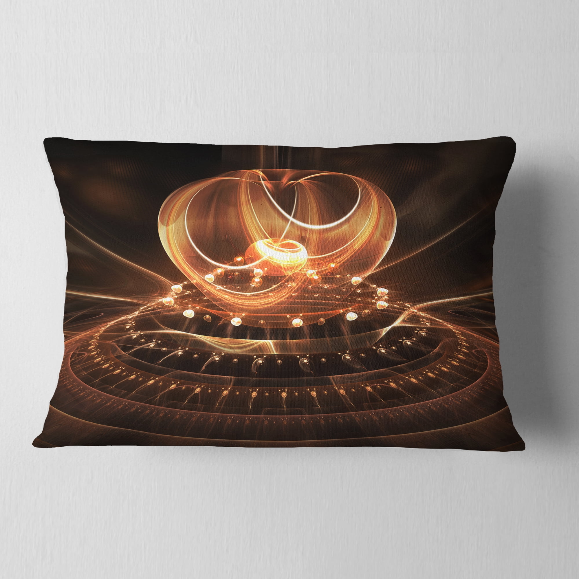 Designart Modern Fractal Brown Dom - Abstract Throw Pillow - 12x20