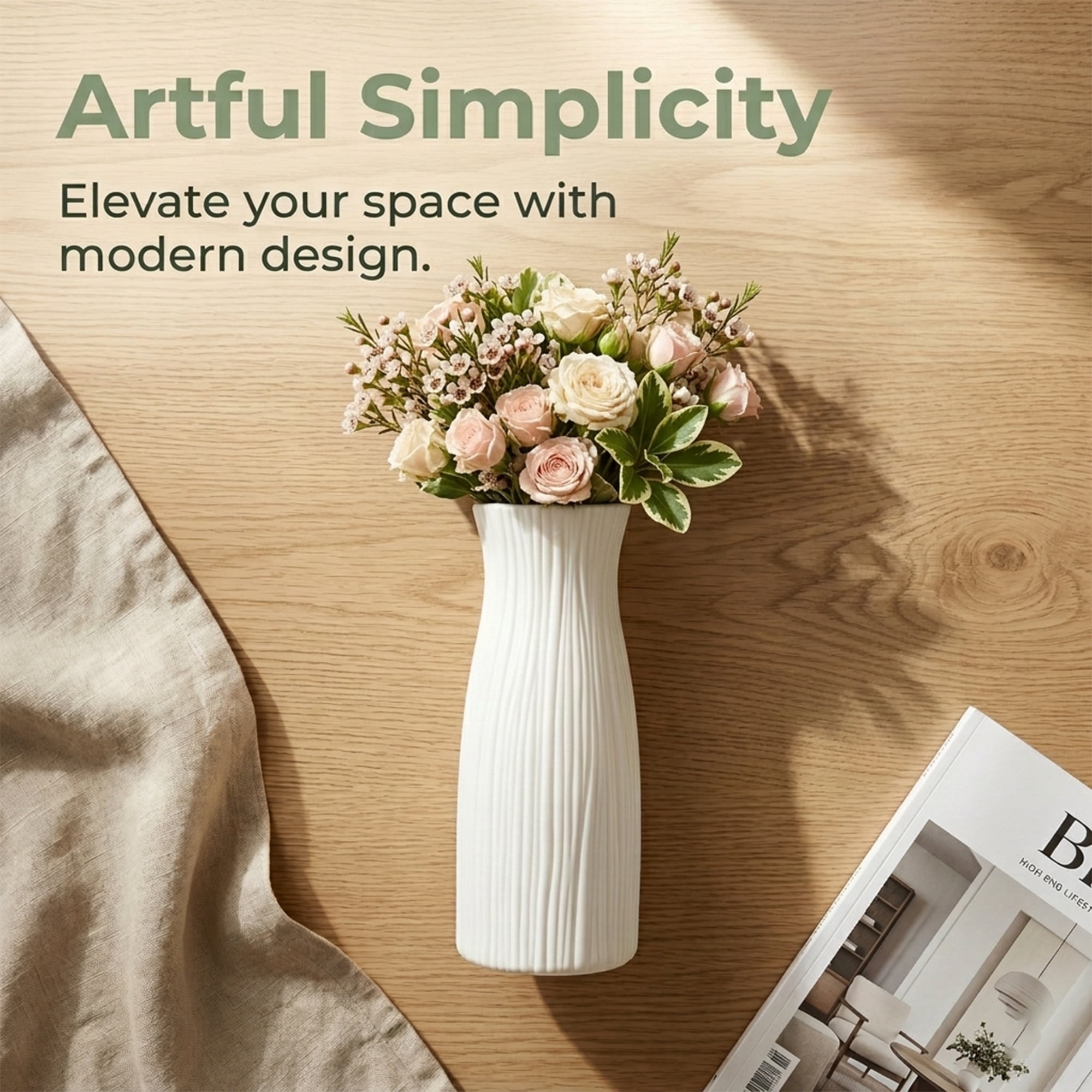 Unique Bargains Unbreakable Plastic Minimalist Geometric Vase White 3.5" x 3.5" x 9.4"