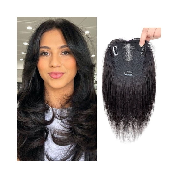 Real Human Hair Topper for Women 13X12cm Breathable Swiss Lace Base Hair Pieces 10 Inch Natural Hairline Remy Hair Topper Hairpieces Add Hair Volume