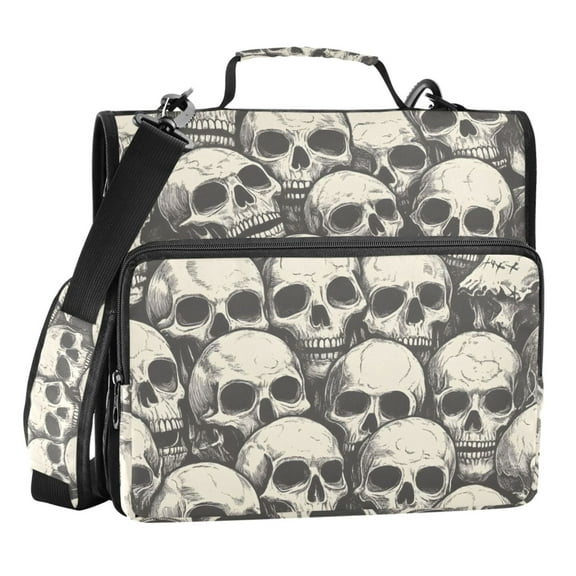 ALAZA Zipper Binder Doodle Skeleton 3 Ring Trapper Keeper File Folder Organizer Bag