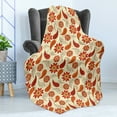 thumbnail image 4 of Orange Soft Flannel Fleece Throw Blanket, Red Poppy Flowers in Retro Style and Leaves Flourish Paisley Pattern, Cozy Plush for Indoor and Outdoor Use, 50" x 70", Orange Red Peach, by Ambesonne, 4 of 5
