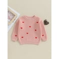 thumbnail image 3 of Newborn Baby Girl Sweaters 3M 6M 9M 12M 18M Cute Long Sleeve Heart Embroidery Knit Pullovers Infant Jumper Tops, 3 of 10