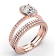 thumbnail image 3 of Gorgeous Minimalist 2.50 Carat Oval Cut Diamond Moissanite Engagement Ring, Floral Wedding Ring, Two Matching Band in 925 Sterling Silver With 18k Rose Gold Plating, Gift For Her, 3 of 4