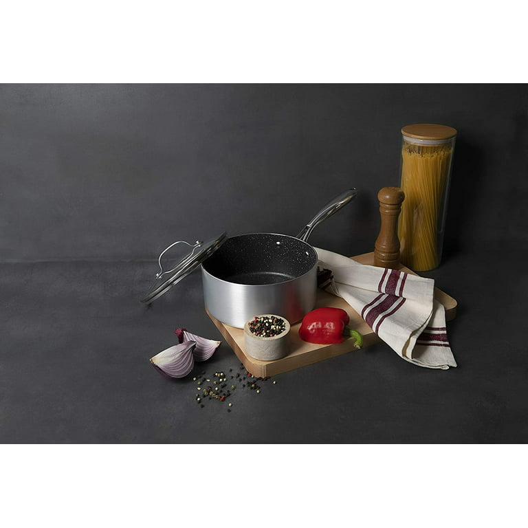 HLFRG Saucepan Set with Lid, Nonstick 2Qt & 3Qt Sauce Pan Set with Lid,  Small Pot with Lid, Natural Granite Nonstick Saucepan Set, Small Sauce  Pots