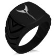 thumbnail image 1 of Stainless Steel Rise of the Valkyrie Chevron Pattern Biker Style Polished Ring, 1 of 1