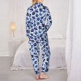 thumbnail image 3 of Bingfone Womens Pajama Sets Blue Roses Print,Long Sleeve Loungewear Pajamas Set-Large, 3 of 8