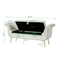 thumbnail image 6 of End of Bed Bench with Storage, 66.53" Storage Ottoman Bench Tufted PU Leather Entryway Bench with Rivet, Rolled Arms and Metal Legs, Upholstered Storage Bench Seat for Bedroom Living Room, White, 6 of 9