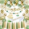 thumbnail image 3 of Upgraded Sage Green Birthday Party Decorations for Girls Women with Happy birthday Sash,Banner,Tissue Pompoms,Circle Dots Garland,Paper Tassels Garland, cake topper for Her Birthday Decor, 3 of 8
