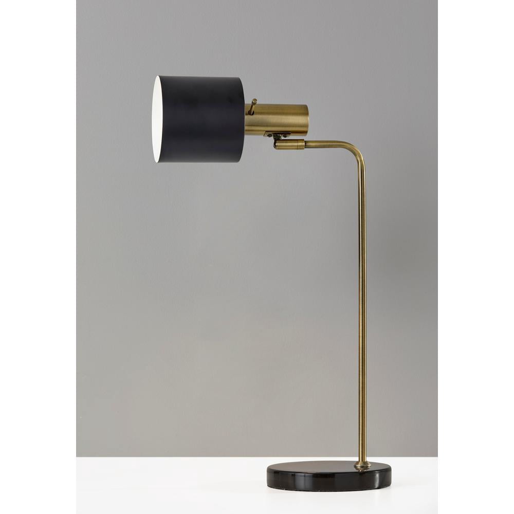 Adesso Emmett Desk Lamp, Antique Brass and Black