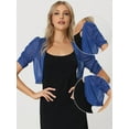 thumbnail image 2 of DARING DIVA Women's Mesh Sheer Shrug Cropped Cardigan Bolero M Blue, 2 of 6