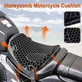 thumbnail image 2 of Motorcycle Seat Cushion Gel Shock Absorption 3d Honeycomb Mesh Breathable Motorbike Seat Pad Quick-drying Protective Ride Saddle Seat Cover Waterproof, 2 of 5