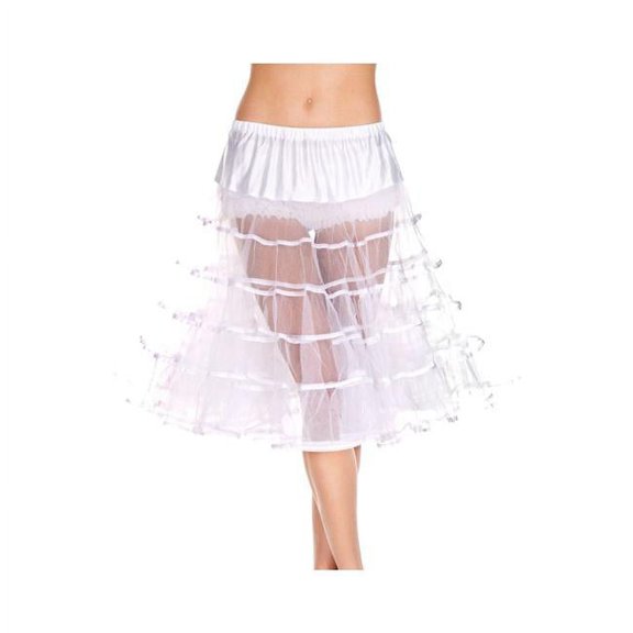 Music Legs 740-WHITE Long Layered Petticoat, White