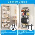 thumbnail image 4 of 6-Shelf Adjustable Space-Saving Design Wire Shelving with Wheels, 750lbs Heavy Duty Metal Shelves, Powder-Coated Steel Storage Shelves for Storage, Garage Closet & Kitchen, Black, 4 of 9