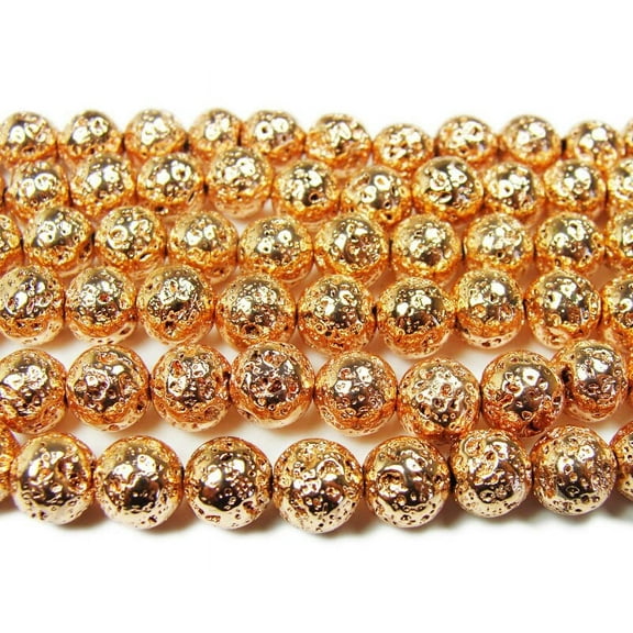 6mm Rose Gold Metallic Lava Round Beads For Jewelry Making
