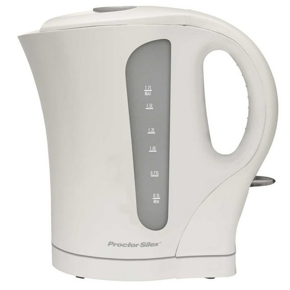 Proctor Silex 1.7 Liter Plastic Cordless Electric Kettle in White
