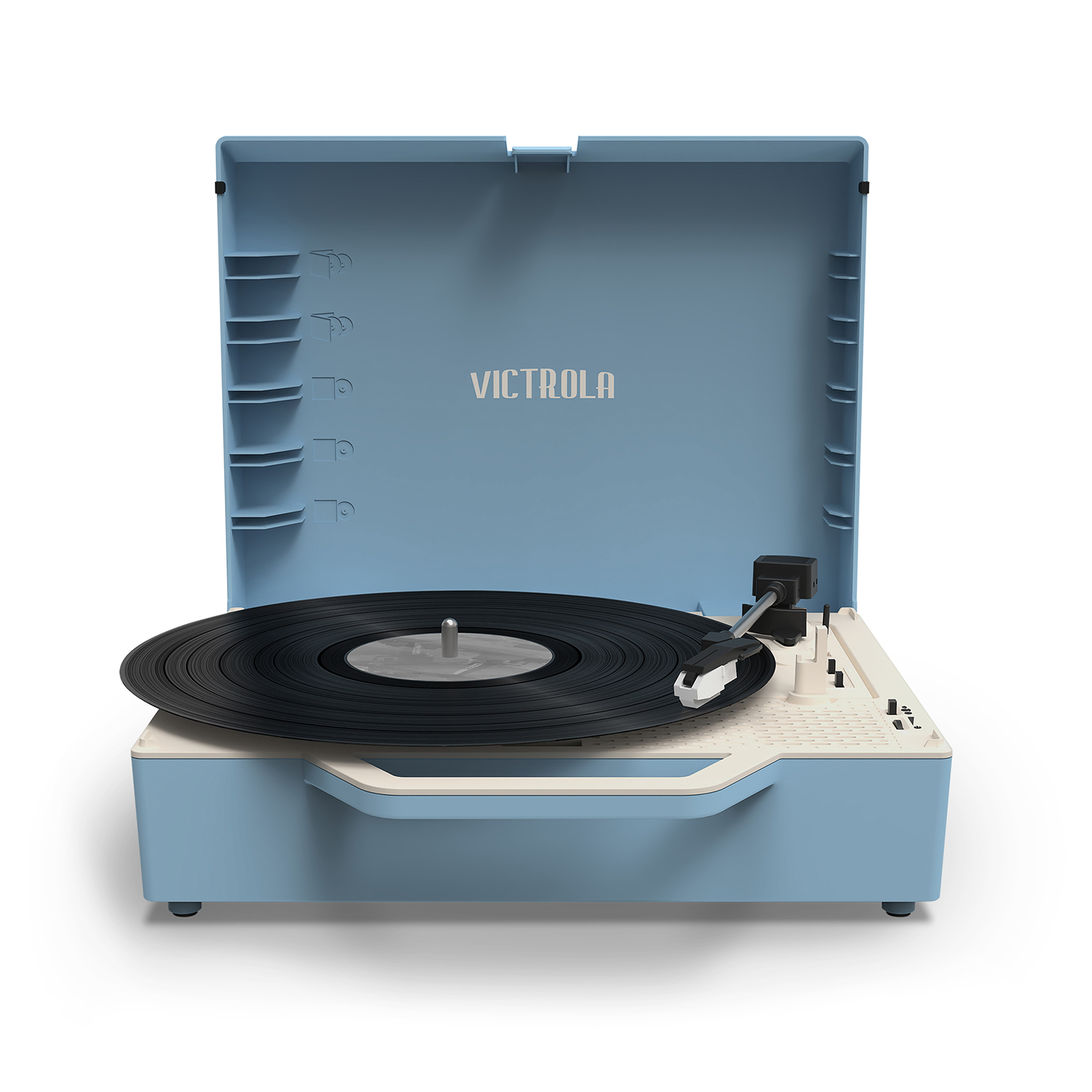 Victrola Re-Spin Sustainable Bluetooth Suitcase Record Player- Light Blue | Walmart Exclusive - image 7 of 20
