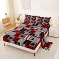 thumbnail image 2 of Erosebridal Woodland Wildlife Bears Full Size Sheets 4-Piece For Boys,Teens Black Red Geometric Grid Bed Sheets, 2 of 5