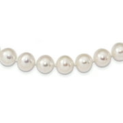 Sterling Silver Rhodium 9-10mm White Freshwater Cultured Pearl Necklace
