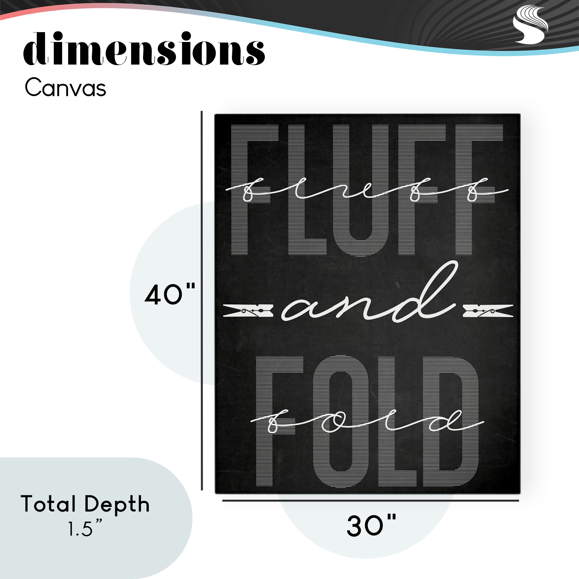 Fluff & Fold Black Minimal Canvas Wall Art, design by Marcus Prime
