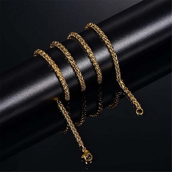 Punk Fashion Rope Chain Necklaces For Men Women 14K Yellow Gold 3mm Link Chains Male Jewelry Gift