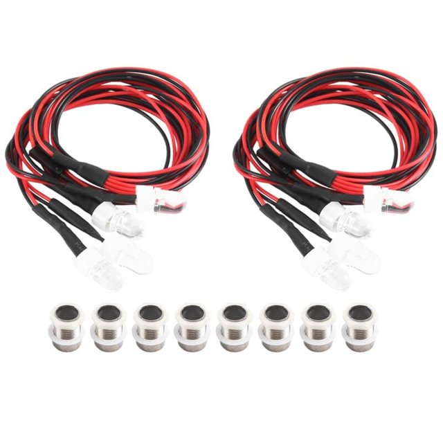 Luces para coche RC de 3 a 9 V, juego de faros delanteros para coche RC modelo 1/5 1/8 1/10 1/12 1/14, LED, 2 blancos, 2 amarillos, 8 mm