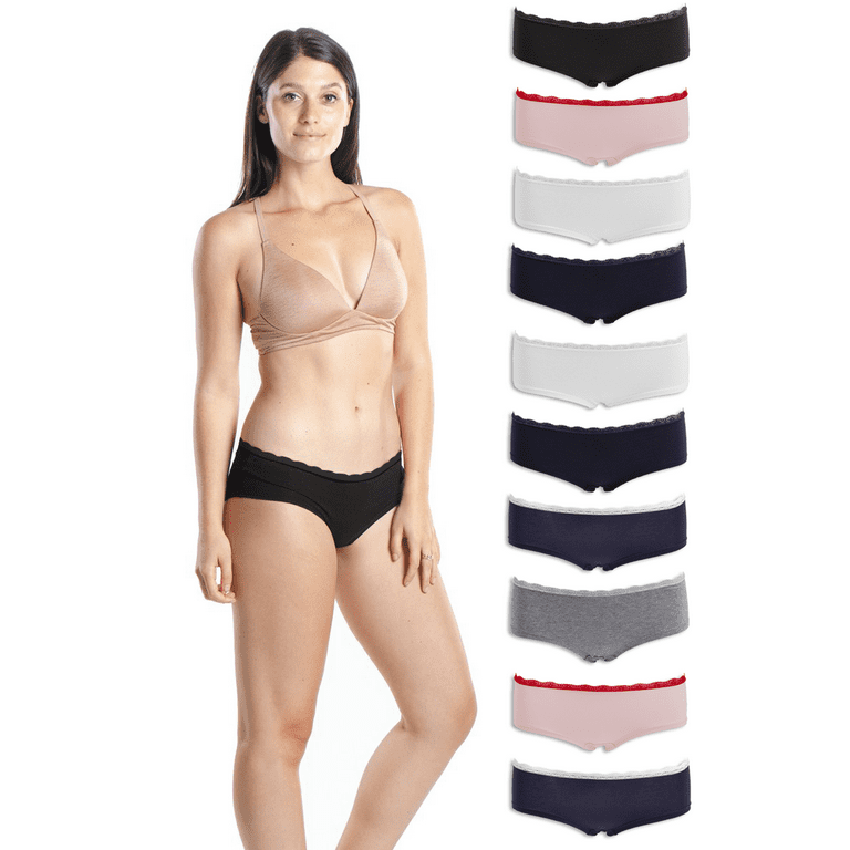 Nabtos Women Boxers Basic Cotton Boyshort Seamless Panties Solid Underwear  Pack 5